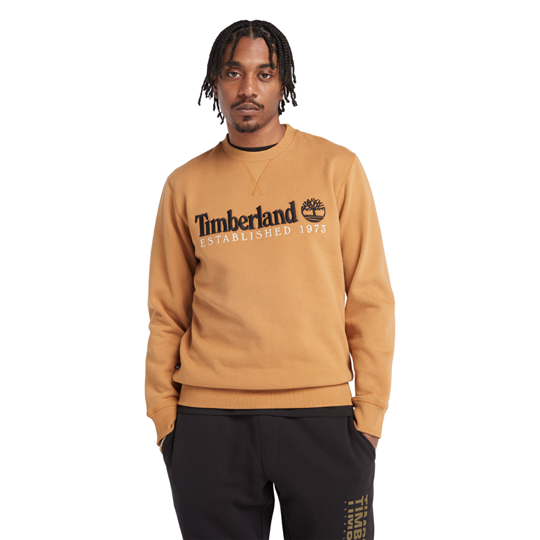Timberland Embroidery Logo Brush Back Erkek Sarı Sweatshirt
