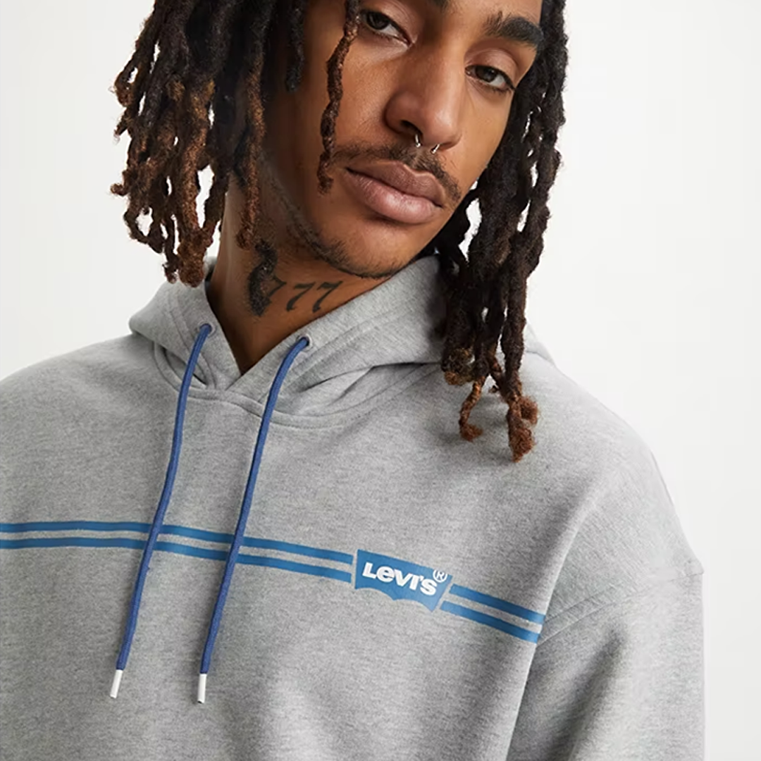 メンズ LEVIS Levi's Relaxed Graphic Erkek Gri Kapüşonlu Sweatshirt A2639-0022