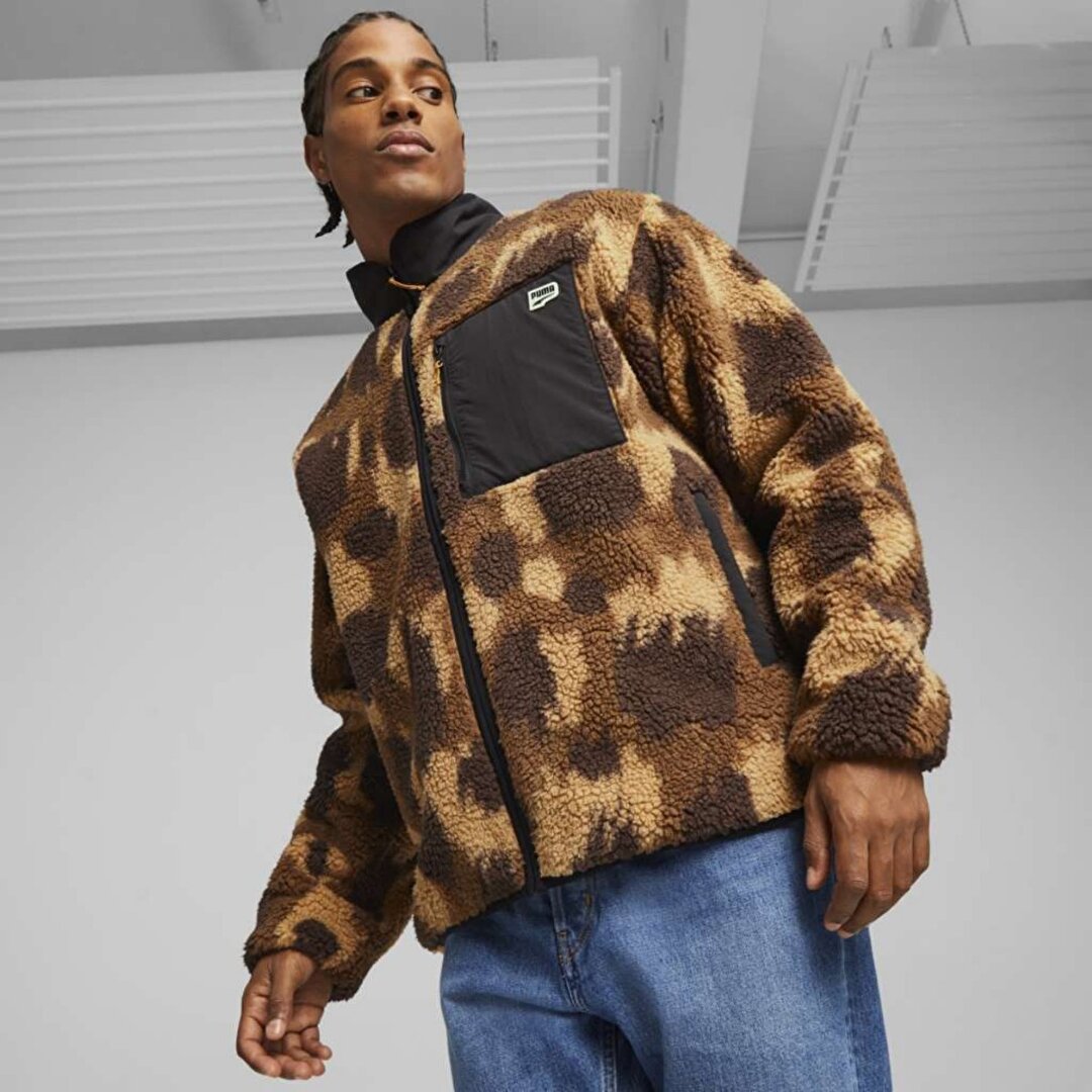 Puma Downtown Aop Sherpa Erkek Siyah Dik Yaka Ceket 62167701