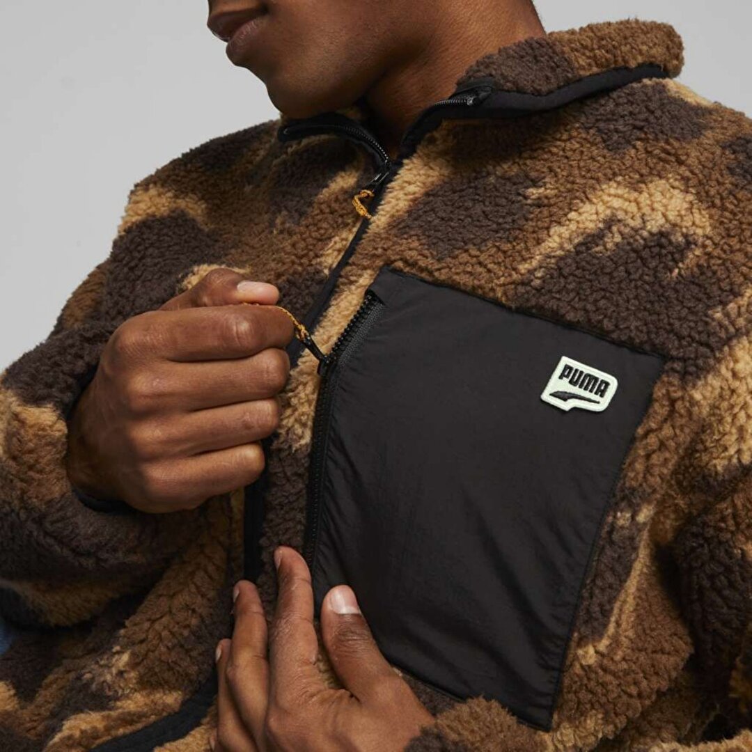 Puma Downtown Aop Sherpa Erkek Siyah Dik Yaka Ceket 62167701