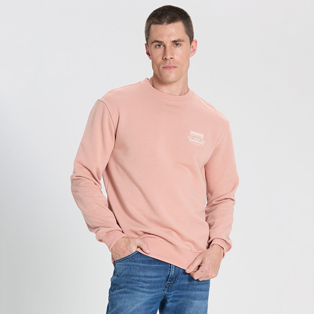 Wrangler Erkek Pembe Yuvarlak Yaka Sweatshirt