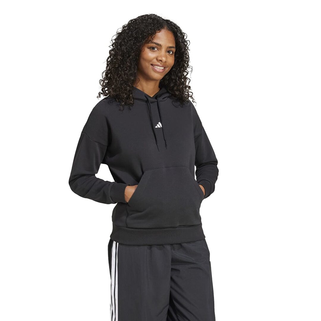 adidas Small Logo Feel Cozy Kadın Siyah Kapüşonlu Sweatshirt