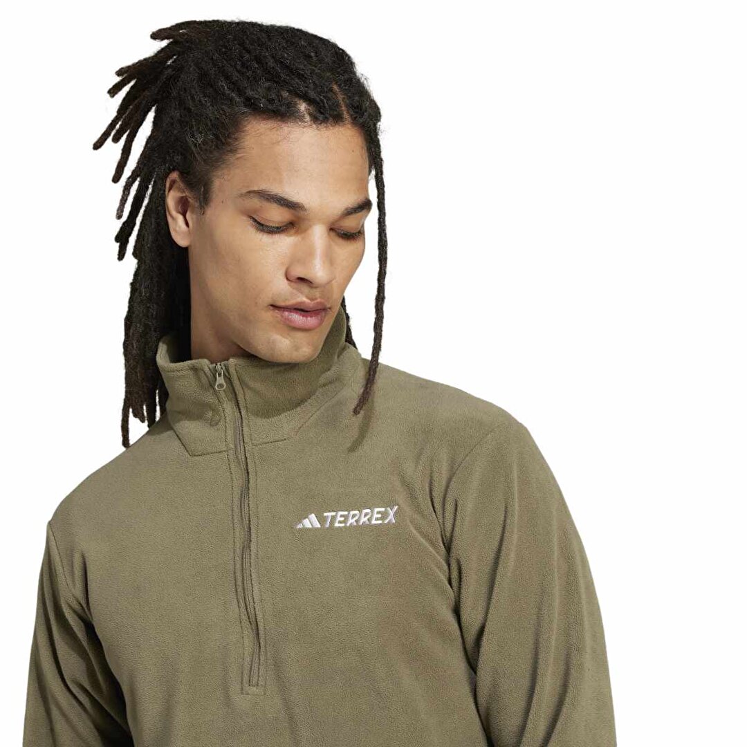 adidas Multi Essentials Erkek Haki Dik Yaka Sweatshirt JP0784