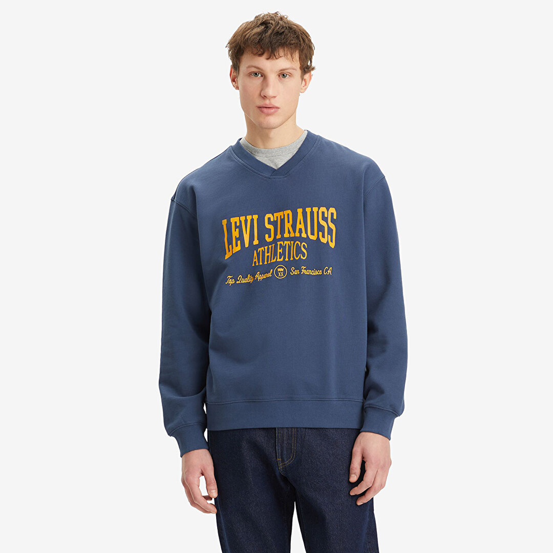 Levis Graphic Erkek Mavi V Yaka Sweatshirt A9323-0000 - Sporthink