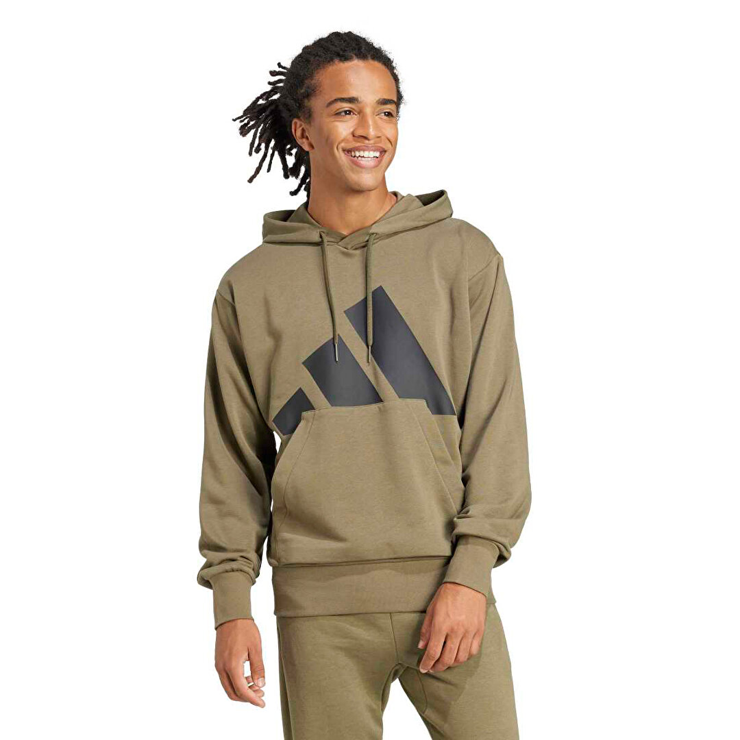 adidas Big Logo Fleece Erkek Haki Kapüşonlu Sweatshirt JE8892