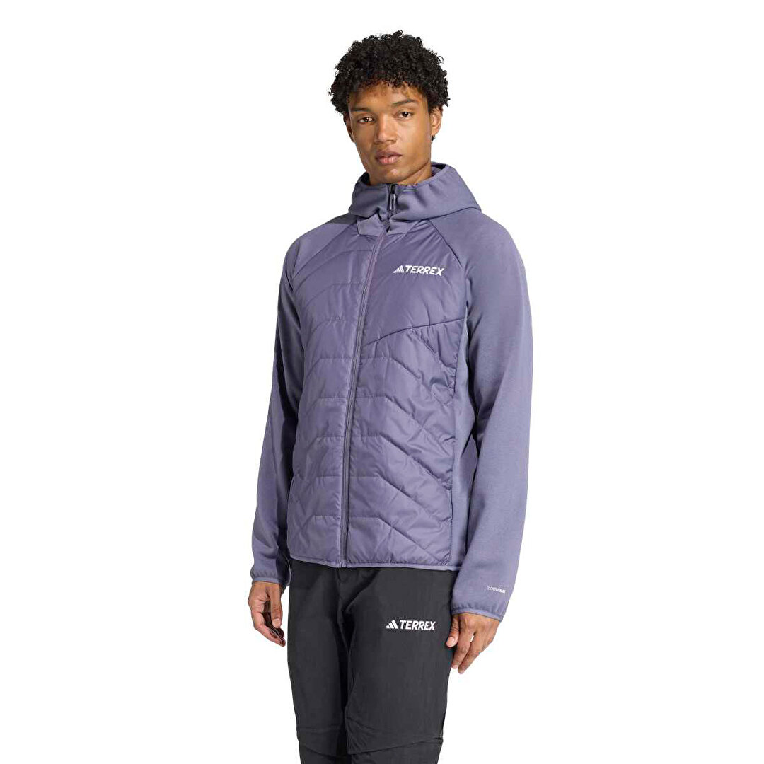 adidas Terrex Multi Insulated Hybrid Erkek Mor Kapüşonlu Mont