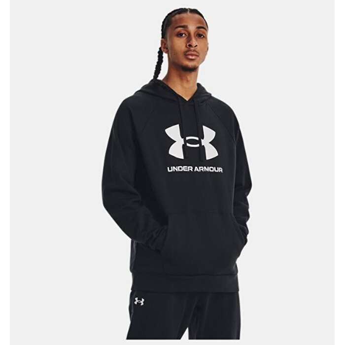 Under Armour Hoodie Rival Fleece Logo Erkek Siyah Kapüşonlu Sweatshirt