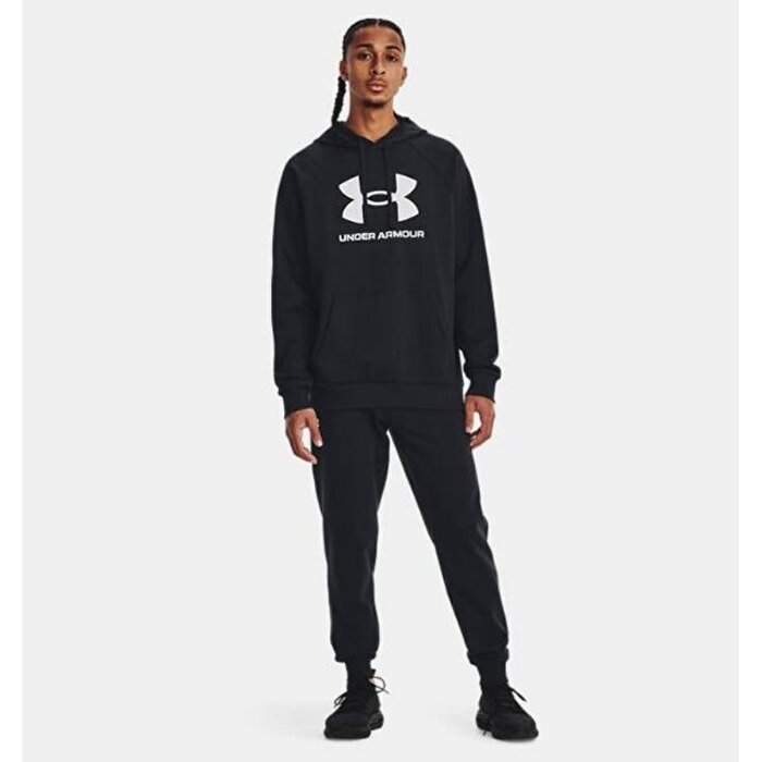 Under Armour Hoodie Rival Fleece Logo Erkek Siyah Kapüşonlu Sweatshirt