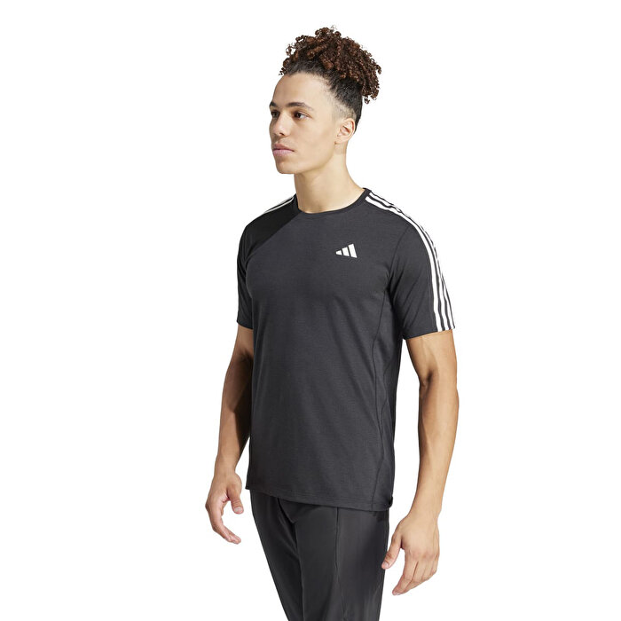 adidas Own the Run 3 Stripes Erkek Siyah Tişört