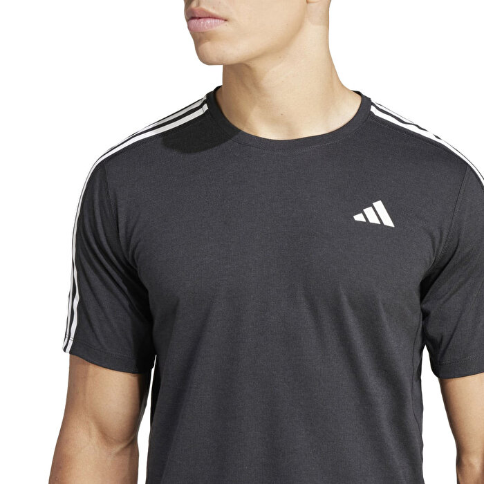 adidas Own the Run 3 Stripes Erkek Siyah Tişört