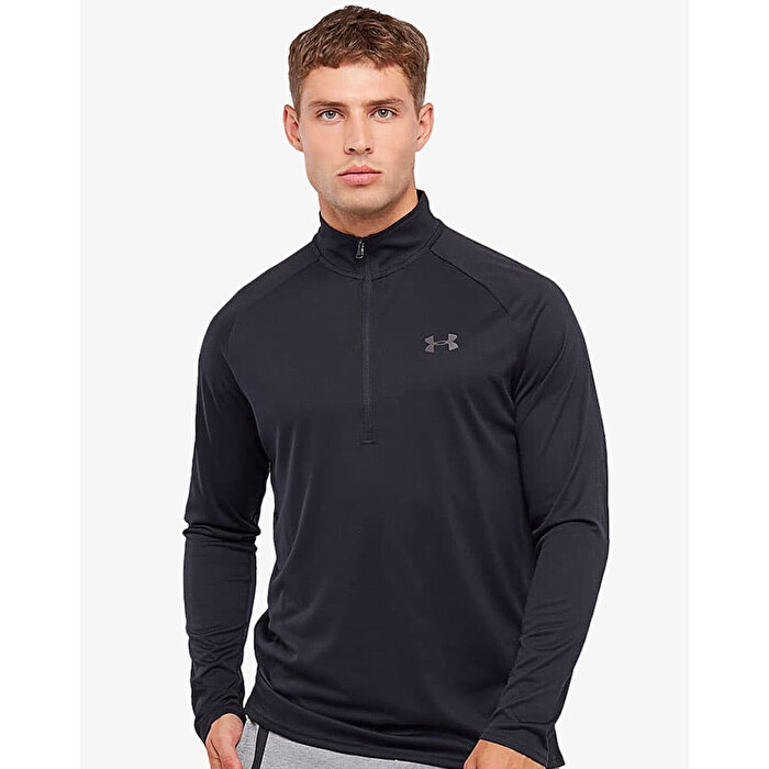 Under Armour Tech 2.0 1/2 Zip Erkek Siyah Uzun Kollu Tişört
