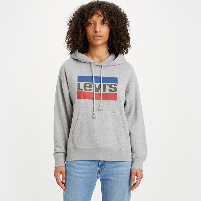 Levi's Graphic Standard Kadın Gri Kapüşonlu Sweatshirt