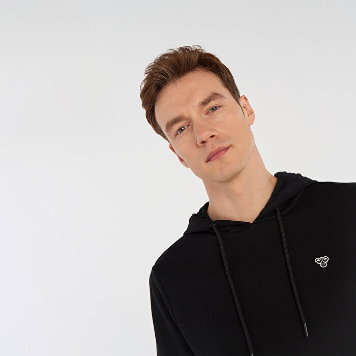 Hummel T-Ic Ico Erkek Siyah Kapüşonlu Sweatshirt