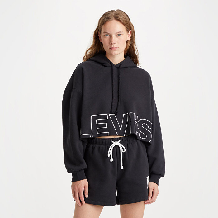 Levi's Graphic Crop Prism Kadın Siyah Kapüşonlu Hoodie