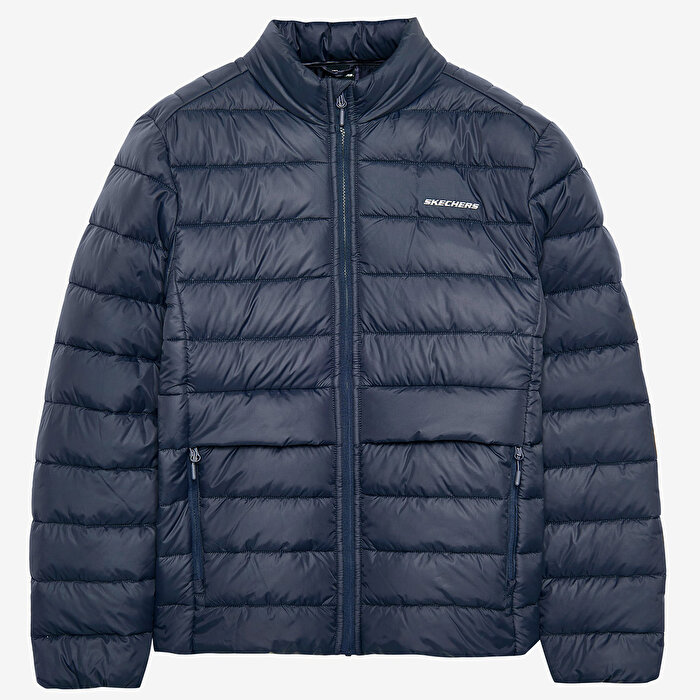 Skechers Padded Erkek Lacivert Dik Yaka Mont