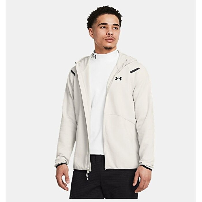 Under Armour Full Zip Unstoppable Fleece Erkek Ekru Kapüşonlu Ceket