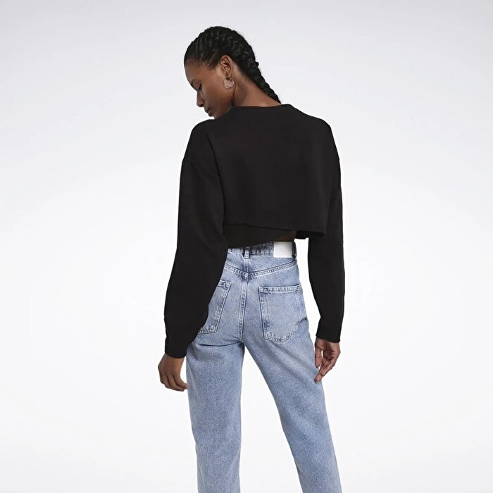 Reebok Activ Coll Dreamblend Mid Kadın Siyah Yuvarlak Yaka Sweatshirt
