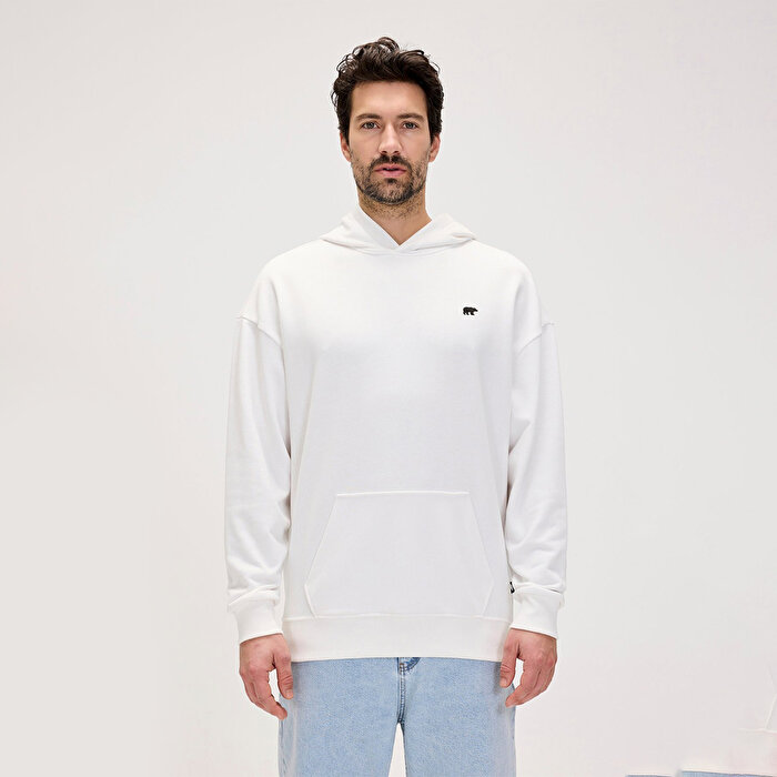 Bad Bear Drake Oversize Erkek Beyaz Kapüşonlu Hoodie