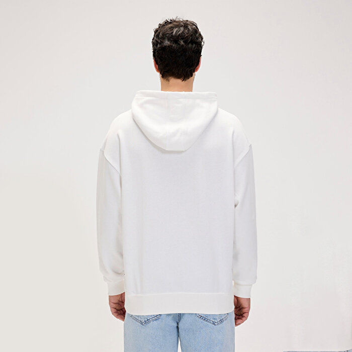Bad Bear Drake Oversize Erkek Beyaz Kapüşonlu Hoodie