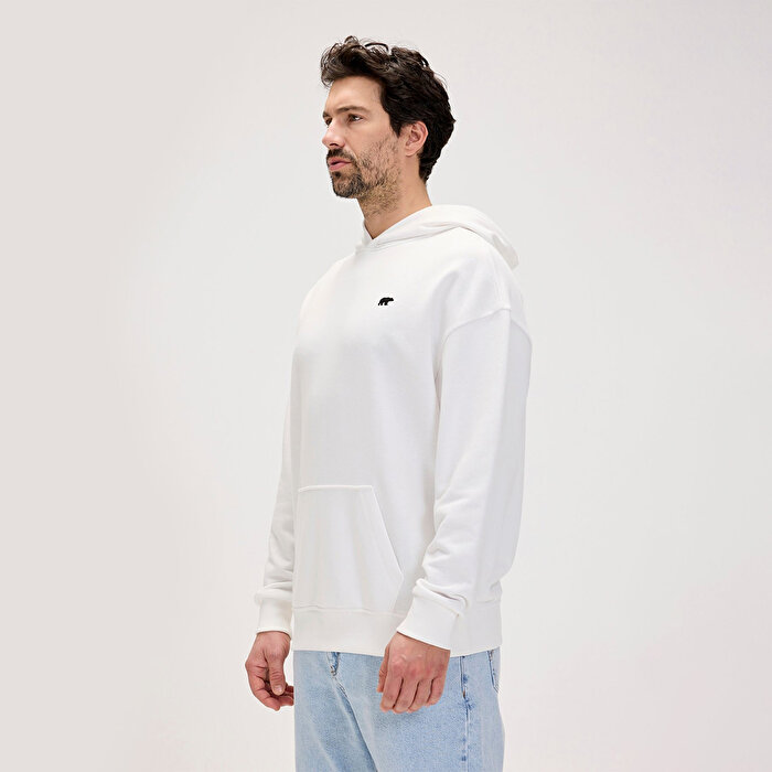 Bad Bear Drake Oversize Erkek Beyaz Kapüşonlu Hoodie