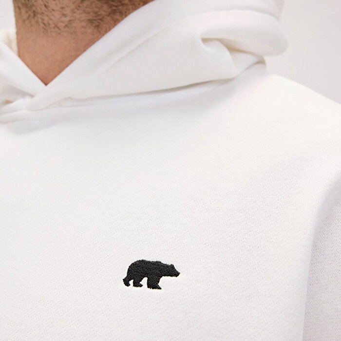 Bad Bear Drake Oversize Erkek Beyaz Kapüşonlu Hoodie