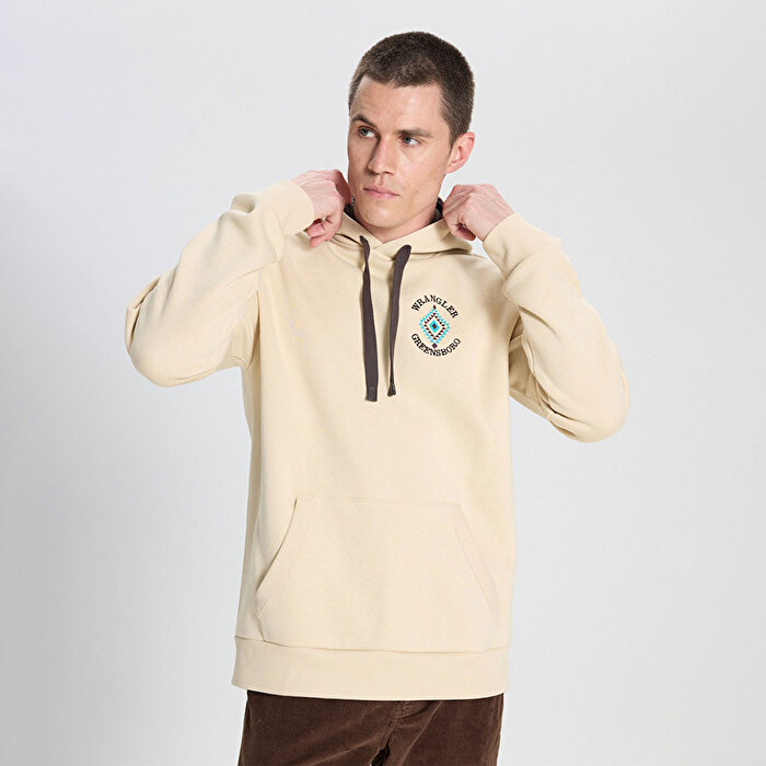 Wrangler Erkek Bej Kapüşonlu Sweatshirt
