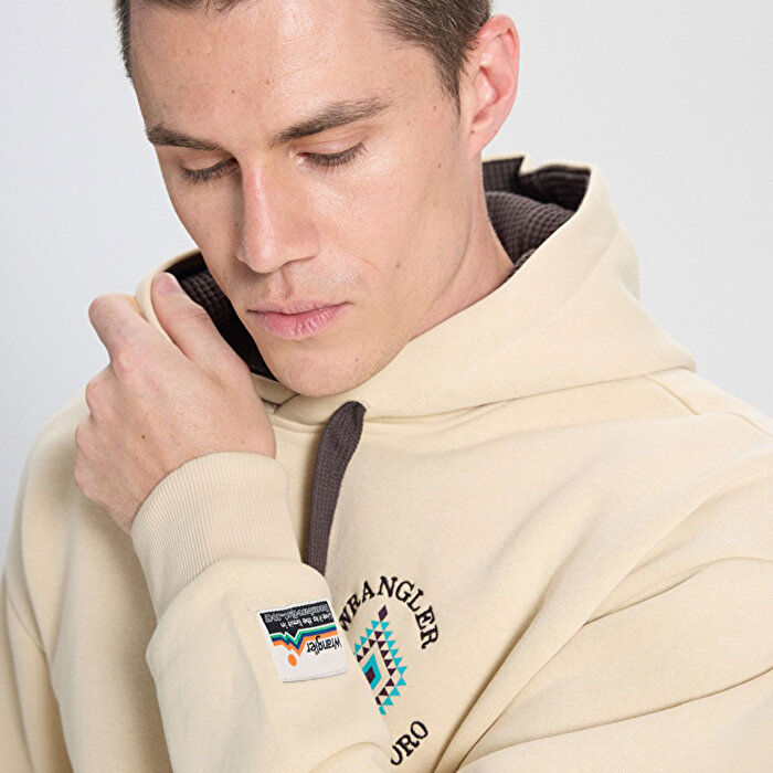 Wrangler Erkek Bej Kapüşonlu Sweatshirt