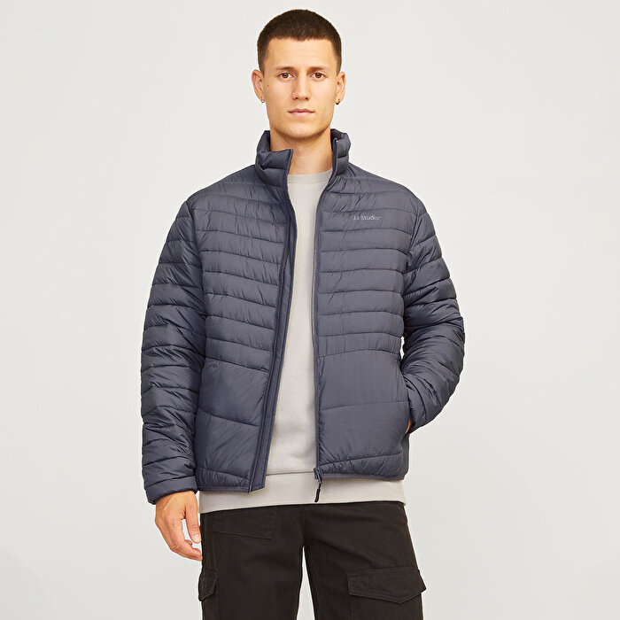 Jack&Jones State Packable Puffer Colar Erkek Gri Dik Yaka Ceket