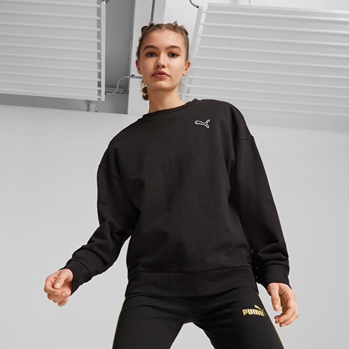 Puma Better Essentials Crew Kadın Siyah Yuvarlak Yaka Sweatshirt