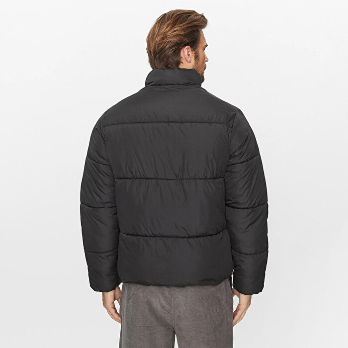 Jack&Jones Max Puffer Erkek Siyah Dik Yaka Mont