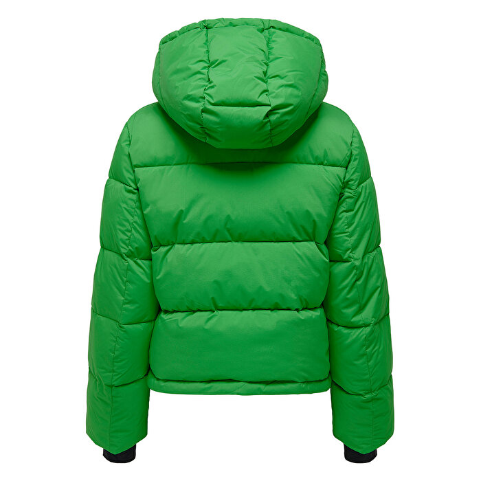 Only Ann Premium Puffer Short Otw Kadın Yeşil Kapüşonlu Mont