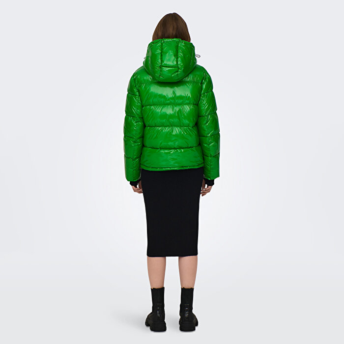Only Ann Louis Premium Puffer Regula Otw Kadın Yeşil Kapüşonlu Mont