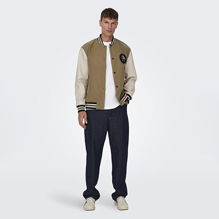 Only&Sons Jason Varsity Erkek Kahverengi Hakim Yaka Ceket