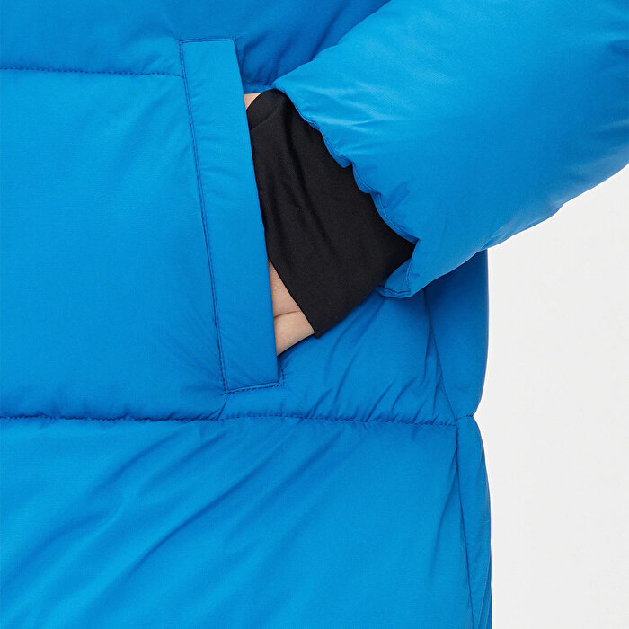 Only Ann Premium Puffer X-Long Otw Kadın Mavi Kapüşonlu Mont