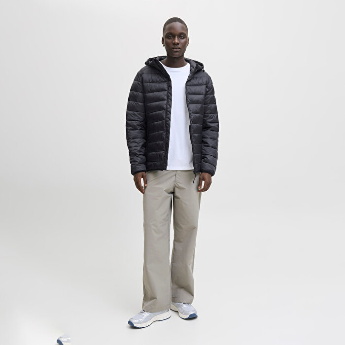 Jack&Jones Bradley Light Puffer Hood Erkek Siyah Kapüşonlu Mont