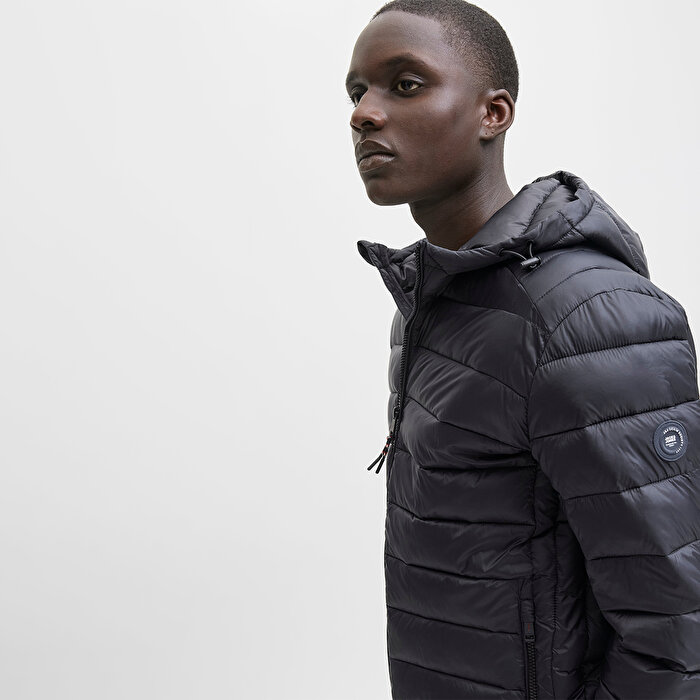 Jack&Jones Bradley Light Puffer Hood Erkek Siyah Kapüşonlu Mont