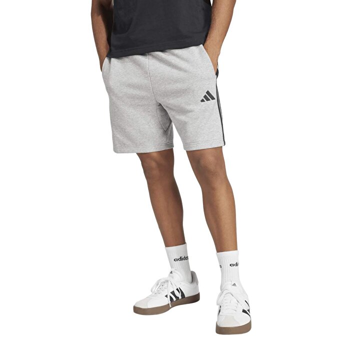 adidas Essential 3-Stripes French Terry Erkek Gri Şort