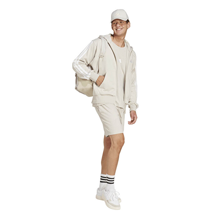 adidas 3S Ft Fz Erkek Bej Kapüşonlu Ceket