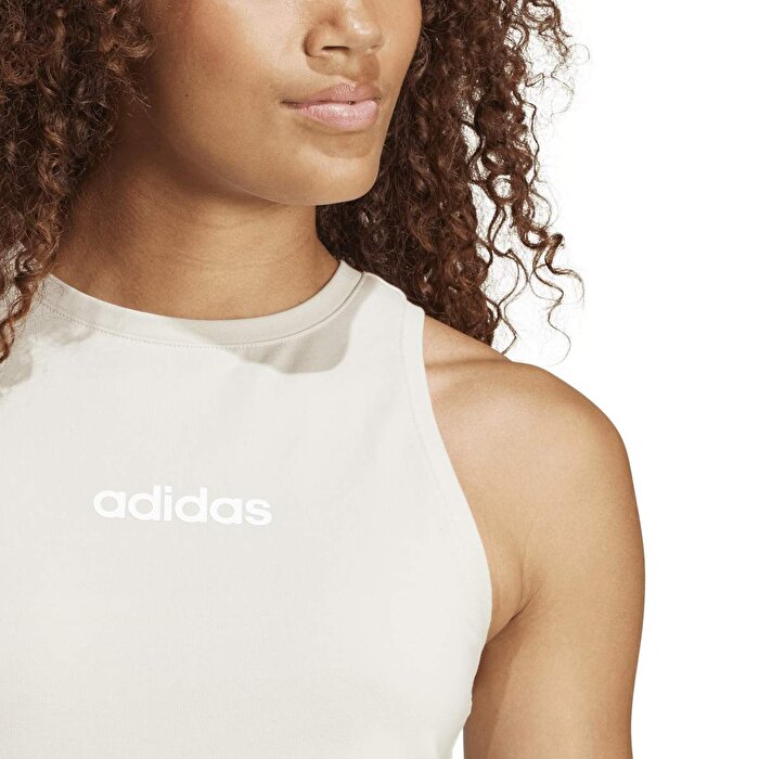 adidas Essentials Linear Slim Kadın Gri Yuvarlak Yaka Atlet