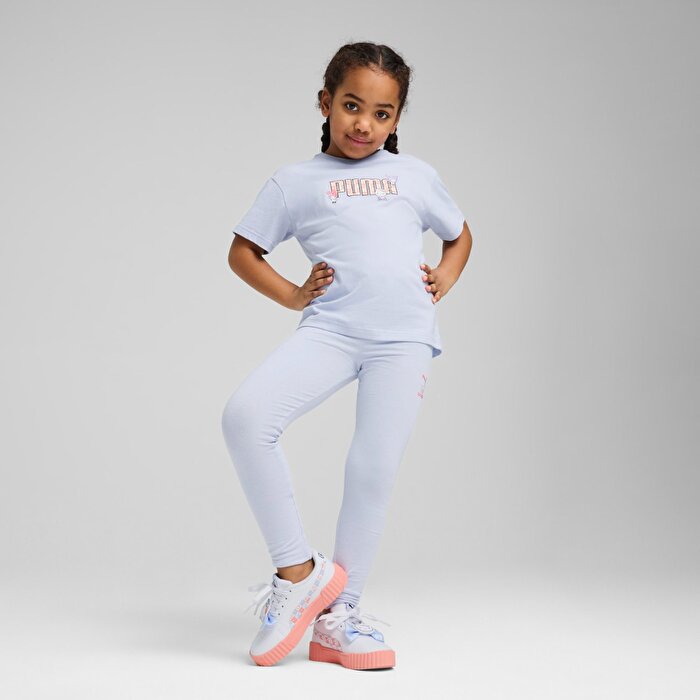 Puma Puma X Hk&Fr Graphic Kız Çocuk Mavi Yuvarlak Yaka Tişört