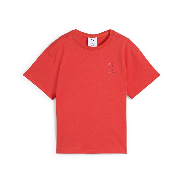Puma Puma X Hk&Fr Graphic Kız Çocuk Kırmızı Yuvarlak Yaka Tişört