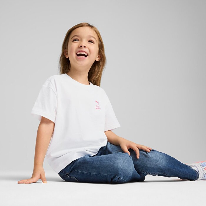 Puma Puma X Hk&Fr Graphic Kız Çocuk Beyaz Yuvarlak Yaka Tişört