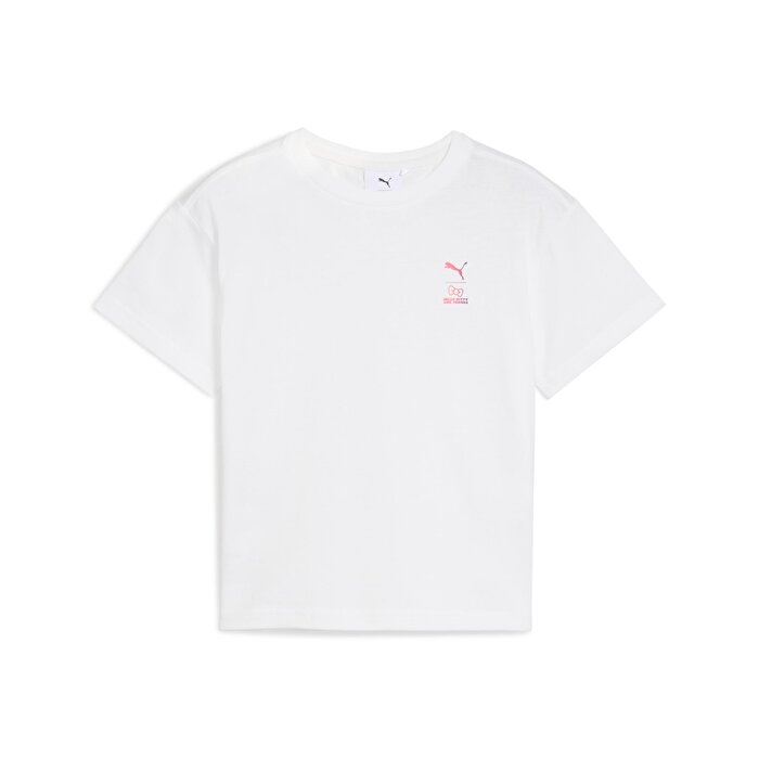 Puma Puma X Hk&Fr Graphic Kız Çocuk Beyaz Yuvarlak Yaka Tişört