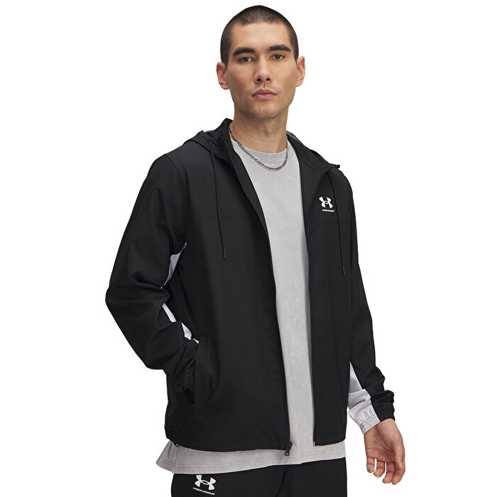 Under Armour Rival Woven Erkek Siyah Kapüşonlu Rüzgarlık