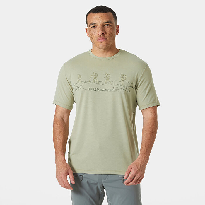Helly Hansen Skog Recycled Graphic Erkek Yeşil Yuvarlak Yaka Tişört