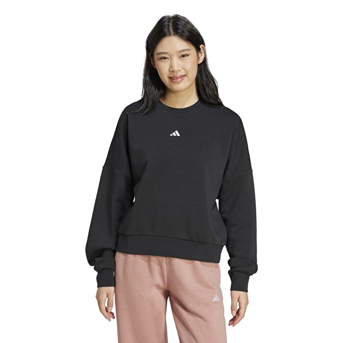 adidas Small Logo Feel Cozy Kadın Siyah Bisiklet Yaka Sweatshirt