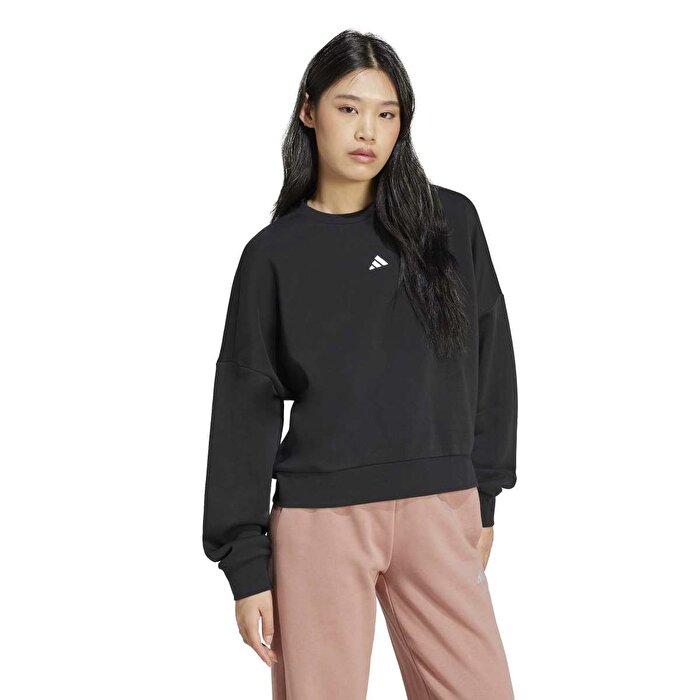adidas Small Logo Feel Cozy Kadın Siyah Bisiklet Yaka Sweatshirt