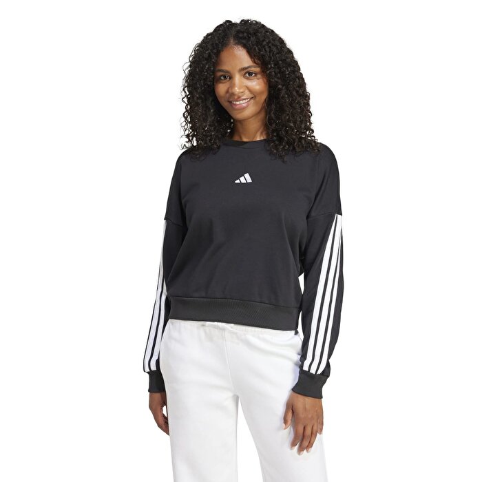 adidas Essentials 3 Stripes French Terry Kadın Siyah Sweatshirt