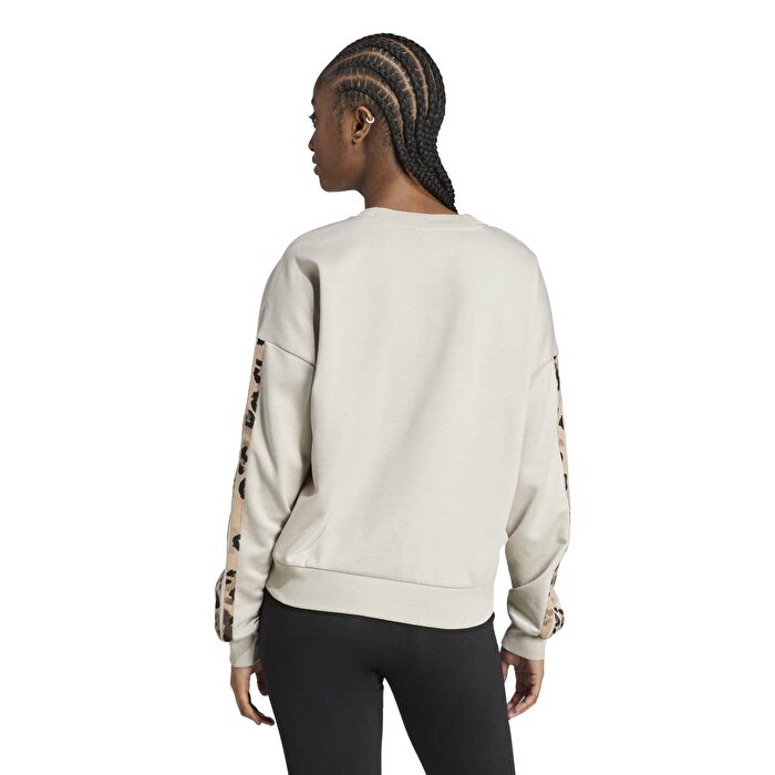 adidas All Over Print Kadın Bej Bisiklet Yaka Sweatshirt