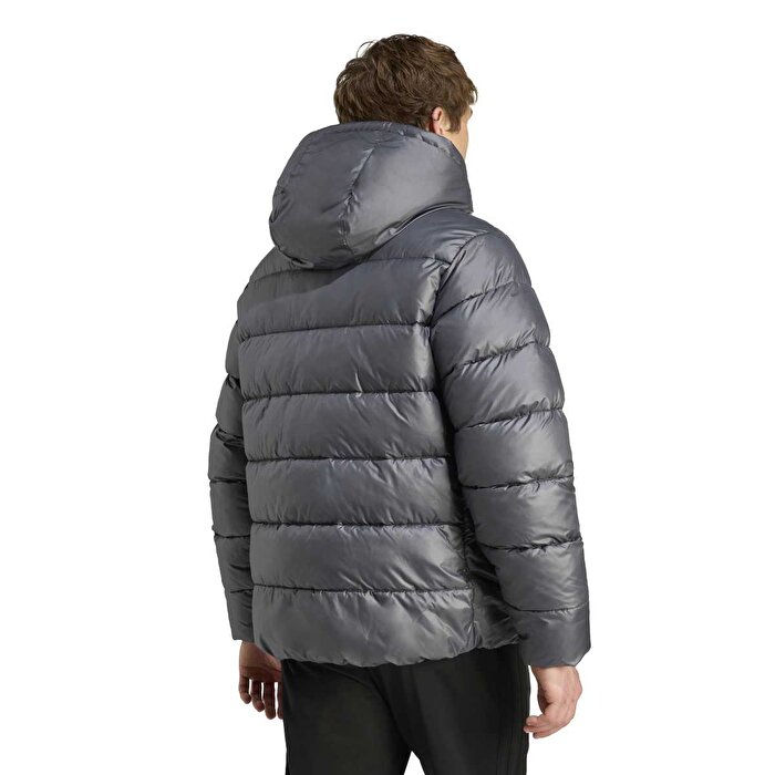 adidas Essentials Synthetic Down Puffer Erkek Gri Kapüşonlu Mont
